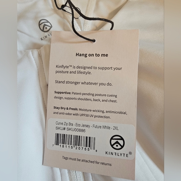 Kinflyte NWT Curve Zip Bra Echo Jersey Future White Size 2XL - Picture 3 of 5